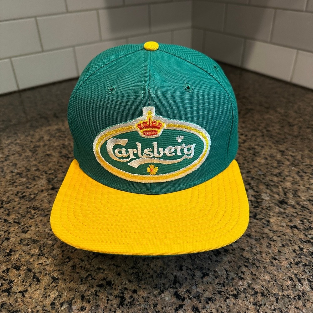 Vtg 90s Carlsberg Beer New Era Pro Model Snapback Hat Made in USA Deadstock